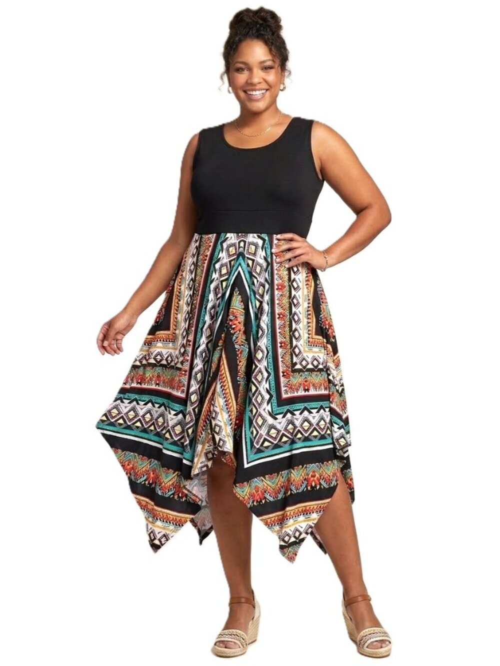 AVENUE Dramatic Handkerchief Hem Maxi Dress. Plus Size 18/20
